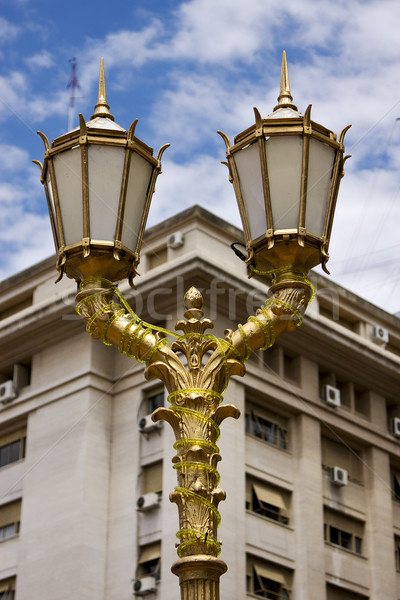 黃金 路燈 宮殿 多雲 天空 布宜諾斯艾利斯 商業照片 © lkpro