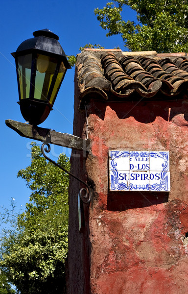 street lamp and plate  in calle de los suspiros  uruguay Stock photo © lkpro