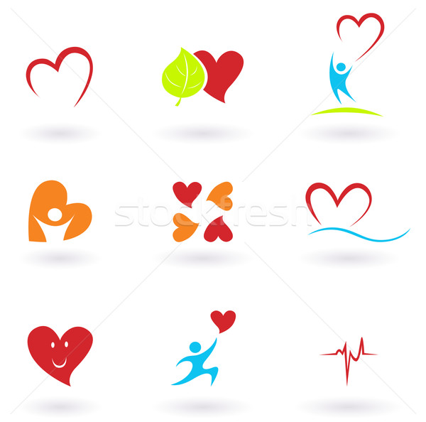 Kardiológia szív emberek ikonok gyűjtemény egészség Stock fotó © lordalea