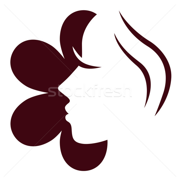 Female flower face pink icon isolated on white ( brown ) Stock photo © lordalea