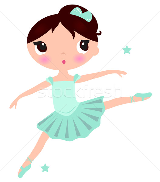 Cute cyan Ballerina Mädchen isoliert weiß Stock foto © lordalea