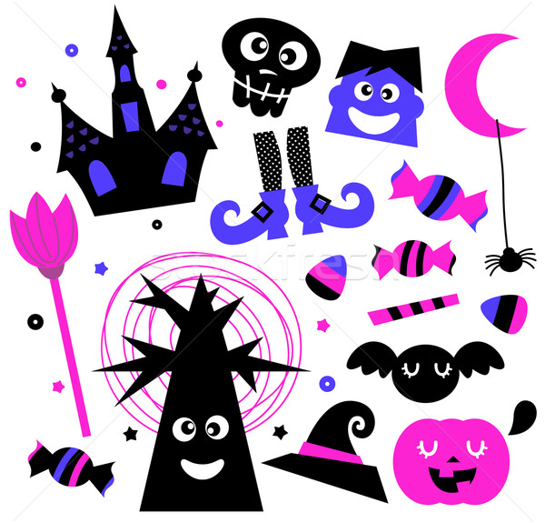 Zdjęcia stock: Halloween · elementy · zestaw · odizolowany · biały · cute