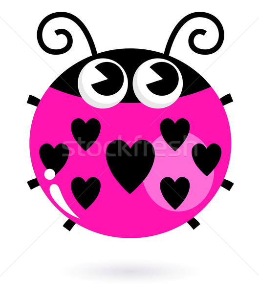 Stock photo: Love pink Ladybug with hearts isolated on white