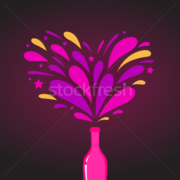 Valentine's day celebration: Romance champagne with heart splash Stock photo © lordalea