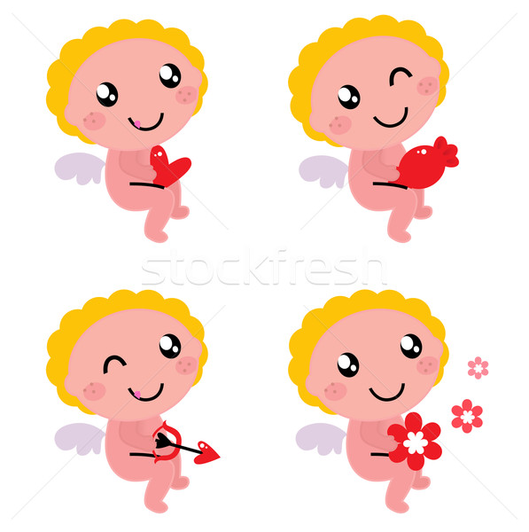 Cute valentine's cupid or angel isolated on white Stock photo © lordalea