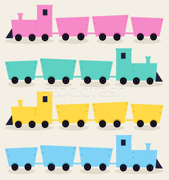 Stock photo: Colorful Trains isolated on beige background