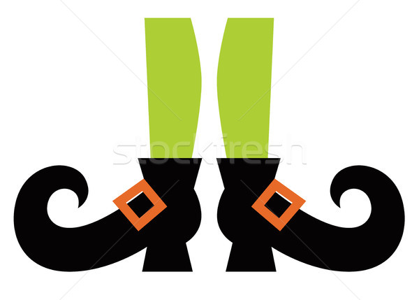 [[stock_photo]]: Cute · sorcière · jambes · isolé · blanche · cartoon