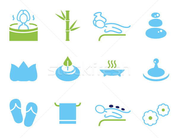 ストックフォト: セット · アイコン · スパ · 健康 · マッサージ · 孤立した