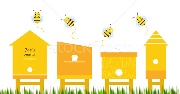 Bee houses spring collection vector Stock photo © lordalea