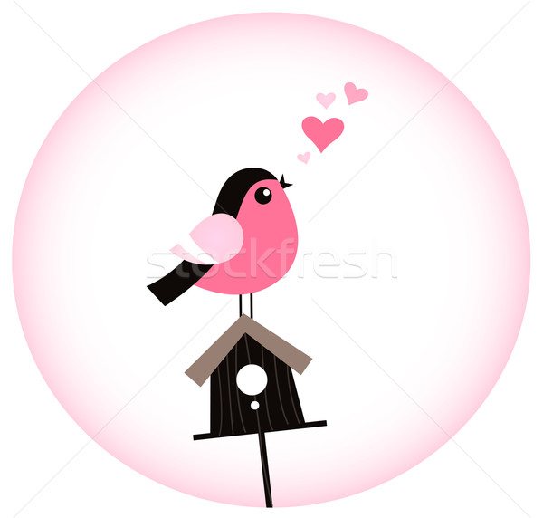 Cute Valentine Bird with a Birdhouse Vector Stock photo © lordalea