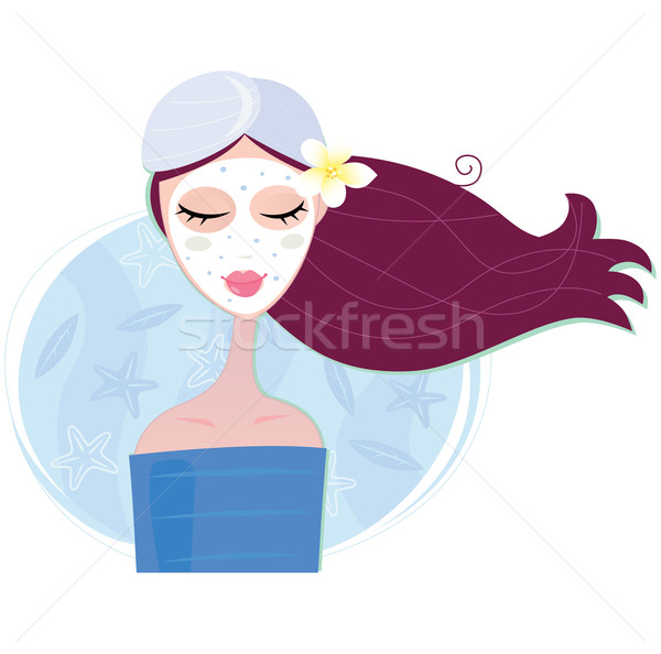 Spa woman with facial peeling mask Stock photo © lordalea