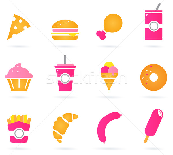 Ongezond voedsel iconen geïsoleerd witte zoete ingesteld Stockfoto © lordalea