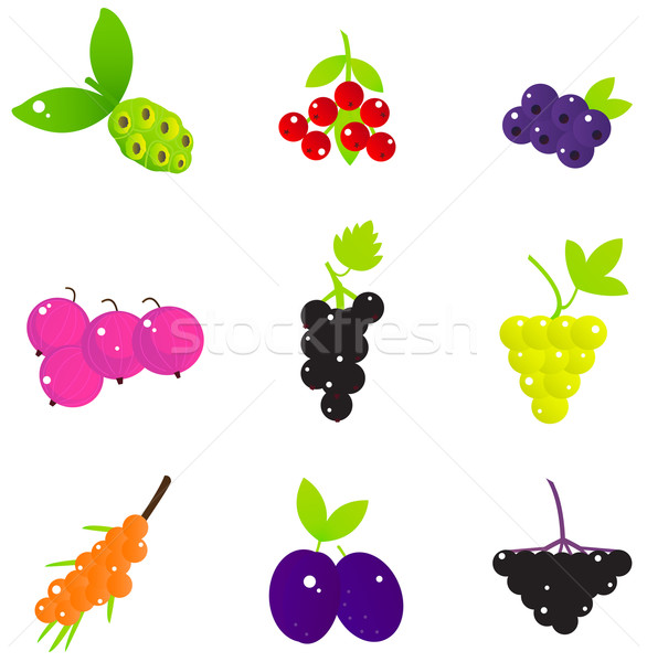 Summer Fruit and Berries set isolated on white Stock photo © lordalea