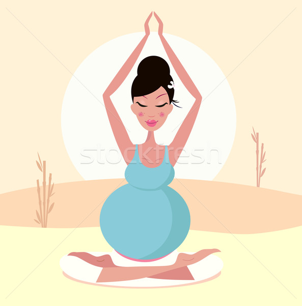 Beautiful pregnant mom practicing yoga pose
 Stock photo © lordalea
