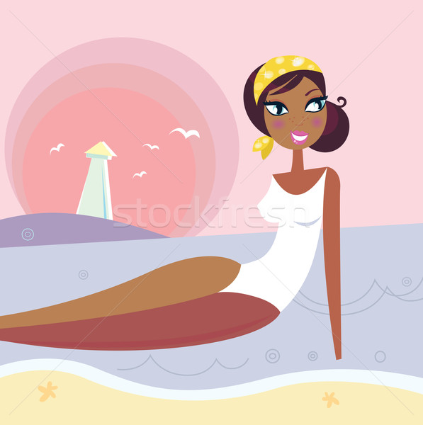 Summer woman lying in sea water near beach
 Stock photo © lordalea