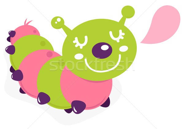 Cute cartoon caterpillar isolated on white ( pink and green ) Stock photo © lordalea