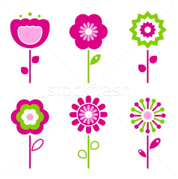 Set of retro flower elements for easter / spring Stock photo © lordalea