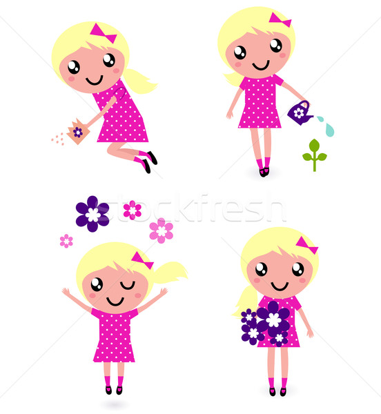 Cute little Child with spring Flowers  Stock photo © lordalea
