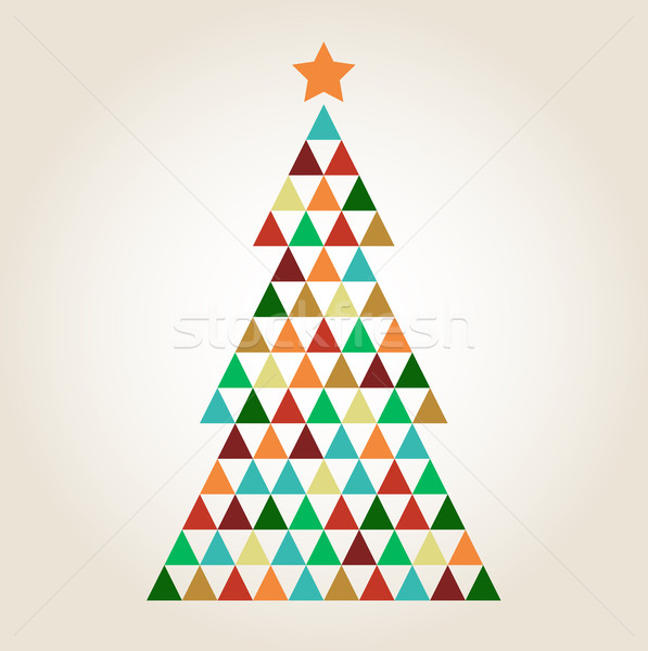Stock fotó: Vidám · karácsony · színes · mozaik · fa · izolált