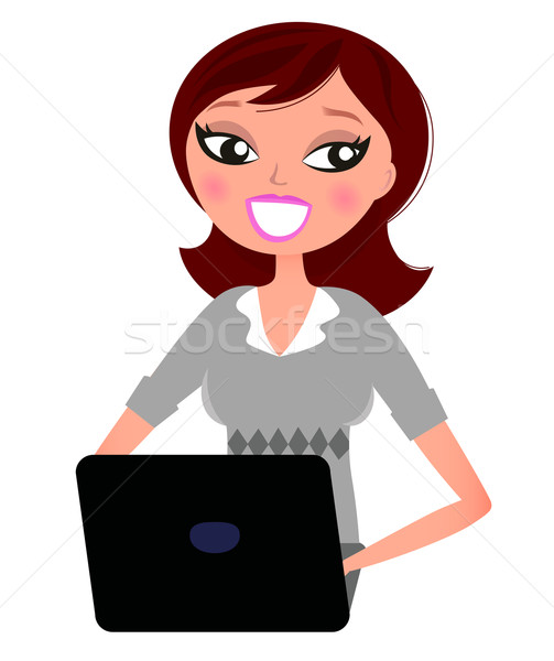 Beautiful business Woman working on her Laptop isolated on white Stock photo © lordalea