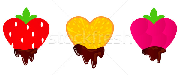 Valentine's chocolate fruity hearts collection isolated on white Stock photo © lordalea