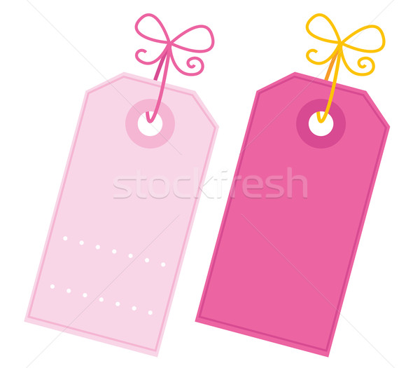 Valentine blank pink tags set isolated on white Stock photo © lordalea