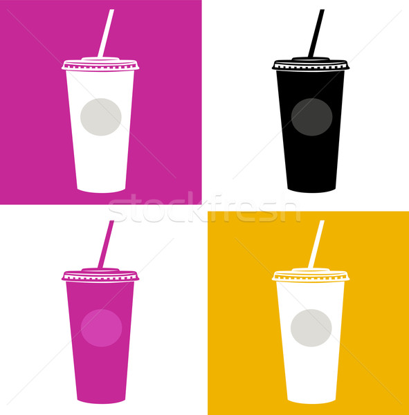 [[stock_photo]]: Plastique · tasse · verre · icônes · rose · noir