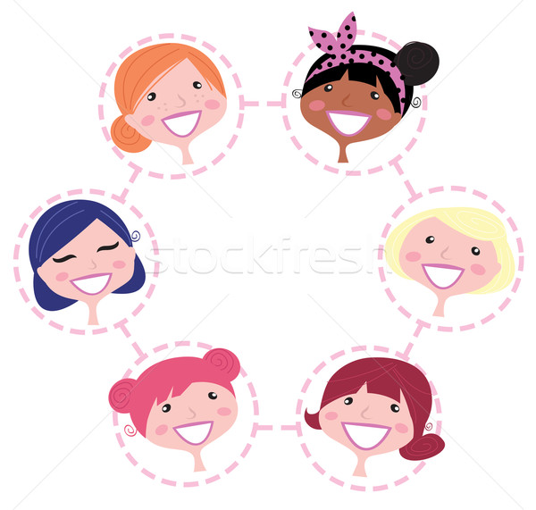 Vrouwen multiculturele netwerk groep geïsoleerd witte Stockfoto © lordalea