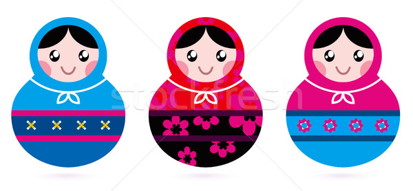 Russian doll collection isolated on white Stock photo © lordalea