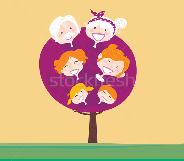 Duży rodziny pokolenie drzewo stosunku babcia Zdjęcia stock © lordalea
