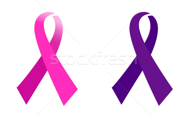 Pink ribbon set izolat alb vector roz Imagine de stoc © lordalea