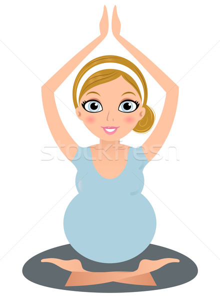 Frumos gravidă yoga femeie izolat alb Imagine de stoc © lordalea