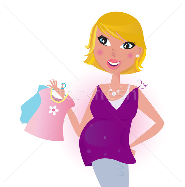 Stockfoto: Cute · blond · haren · moeder · winkelen · jurk