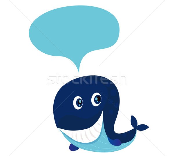 Büyük mavi karikatür balina yalıtılmış beyaz Stok fotoğraf © lordalea