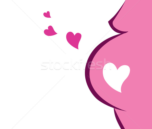 Pregnant Woman Icon With Heart (pink) Stock photo © lordalea