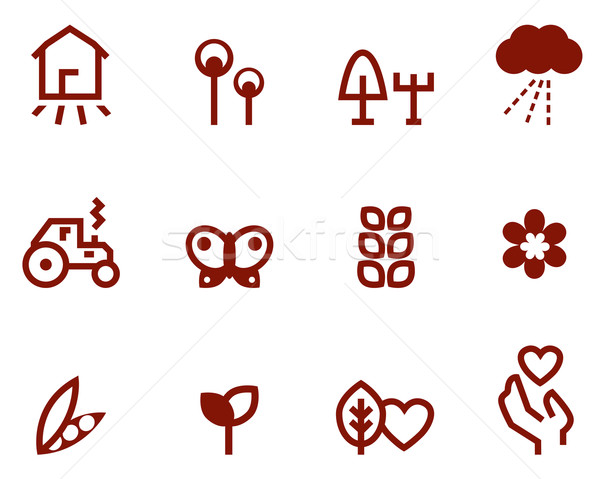 Agriculture & farming icons set isolated on white ( brown ) Stock photo © lordalea
