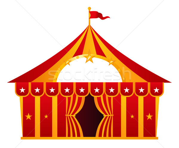 Rouge cirque tente isolé blanche illustration [[stock_photo]] © lordalea