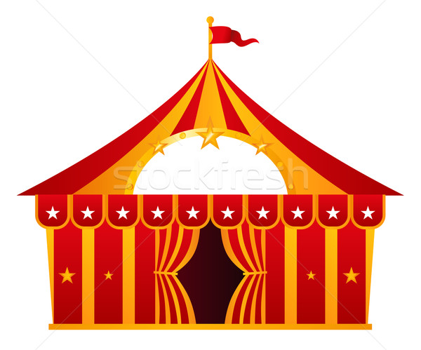 Foto stock: Vermelho · circo · tenda · isolado · branco · ilustração