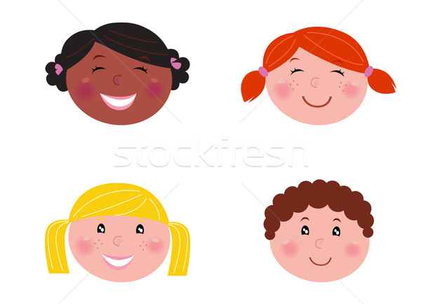 Multicultural crianças isolado branco seis menina Foto stock © lordalea