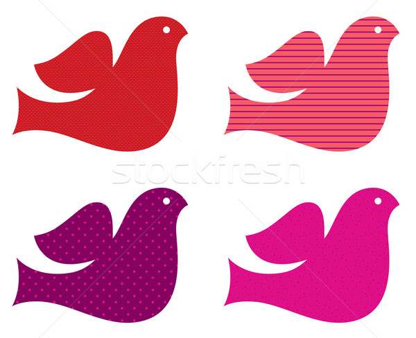 Valentine doves collection isolated on white ( pink & red ) Stock photo © lordalea