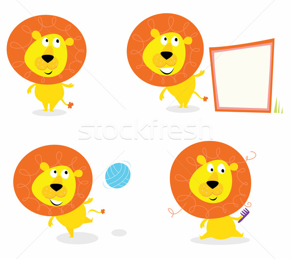 Cartoon Safari Animals: Jungle Lion In Four Poses
 Stock photo © lordalea