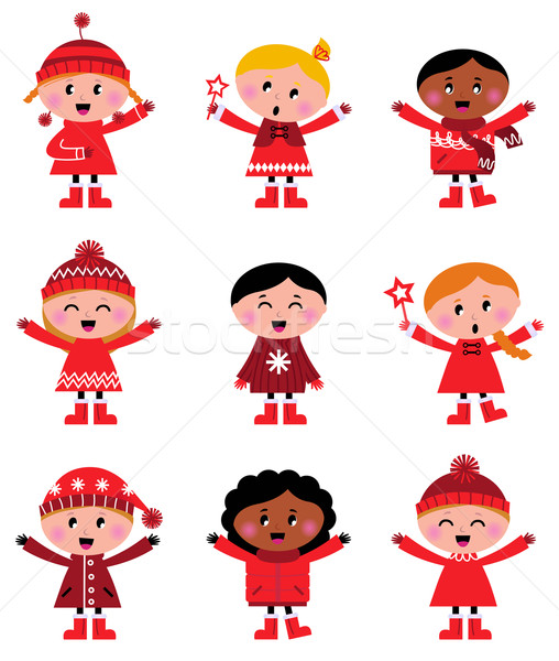 Cute little christmas kids collection isolated on white Stock photo © lordalea