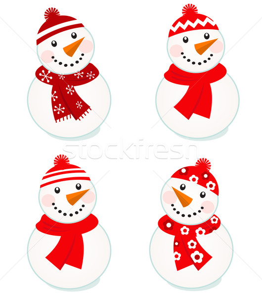 Cute vector snowmen collection isolated on white ( red ) Stock photo © lordalea