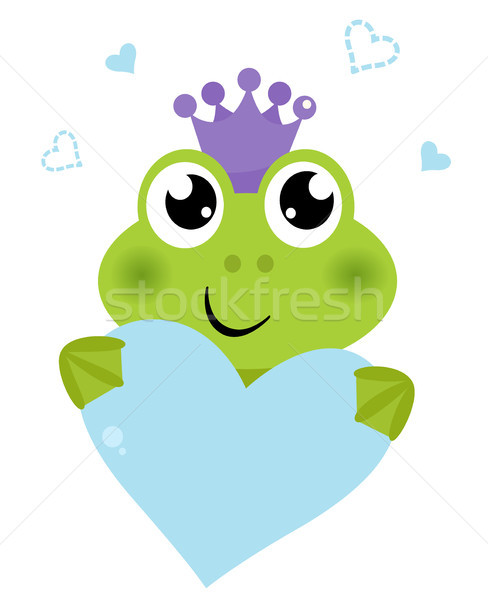 Cute frog holding Heart isolated on white Stock photo © lordalea