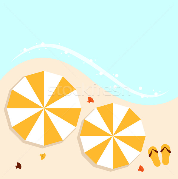 Stock photo: Beach summer background with umbrellas