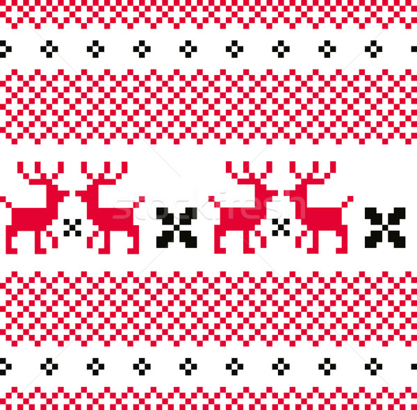 Norwegian ornamental Christmas pattern ( red and white ) Stock photo © lordalea