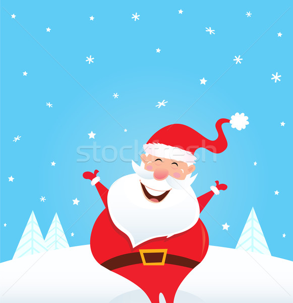 Happy Santa Claus with falling snow and trees Stock photo © lordalea