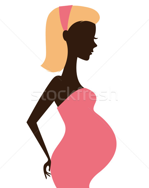 Pregnant woman silhouette isolated on white Stock photo © lordalea