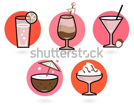 Stock photo: Drinks Iconset. Mix Of Summer Hot Drinks. Vector
