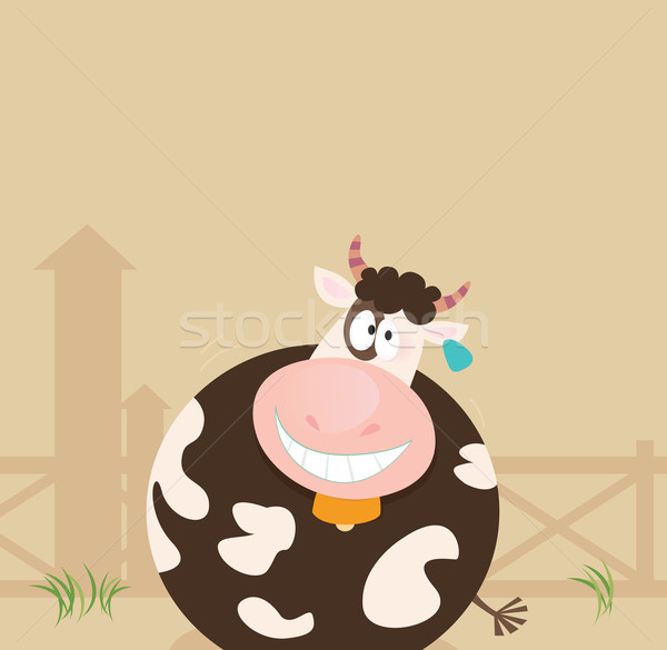 Foto stock: Animais · de · fazenda · vaca · fazenda · cena · vetor · desenho · animado